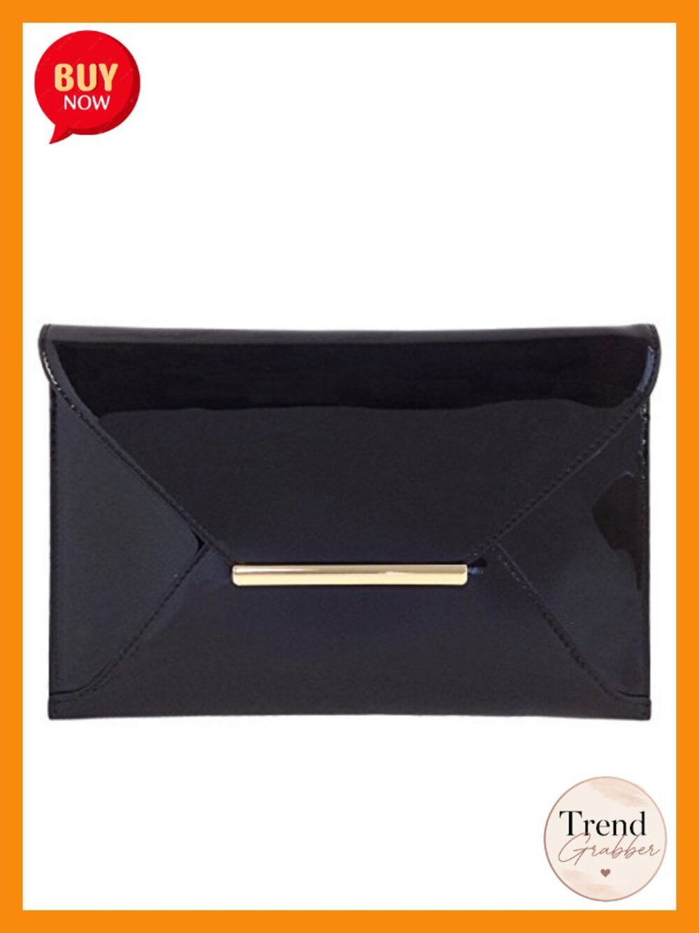 Faux Patent Leather Envelope Candy Clutch Bag with Chain